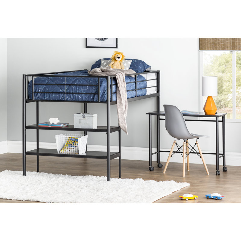 Isabelle & Max™ Nanafalia Platforms Loft Bed with Shelves by Isabelle